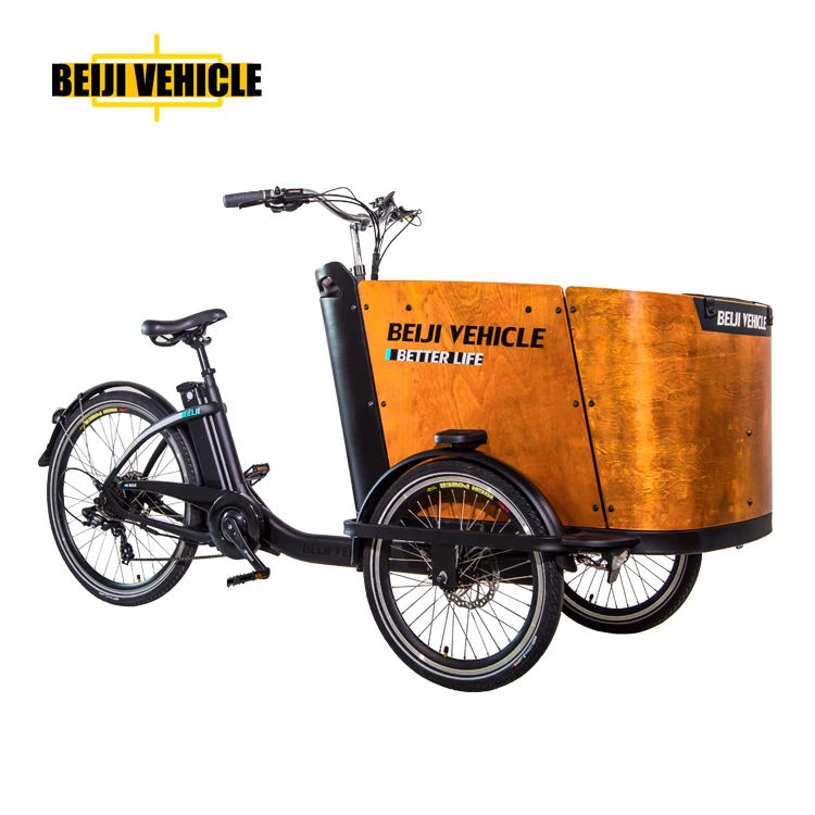 Cheap Bakfiets 3 Wheel Electric Cargo Bike With Rain Cover