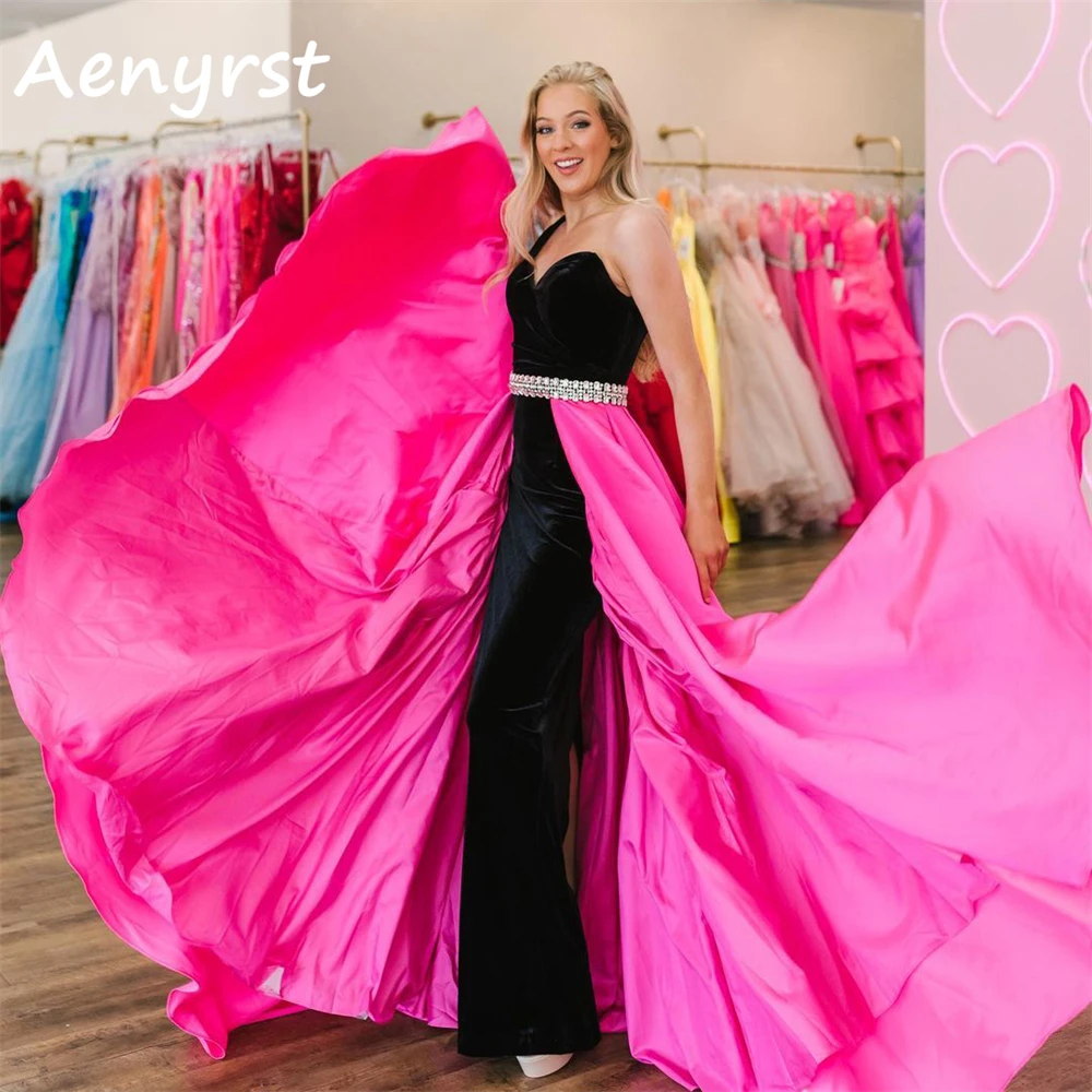 Aenyrst una spalla Sweetheart abiti da Cocktail sirena treno staccabile Prom Ball Gowns lunghezza del pavimento abito da festa su misura