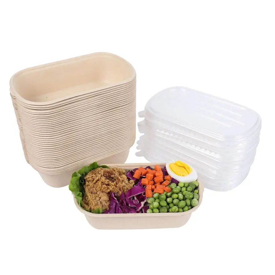 

oz Disposable salad bowls with lids, Sugarcane Fiber Paper Bowls take away food containers meal prep food storage deli container