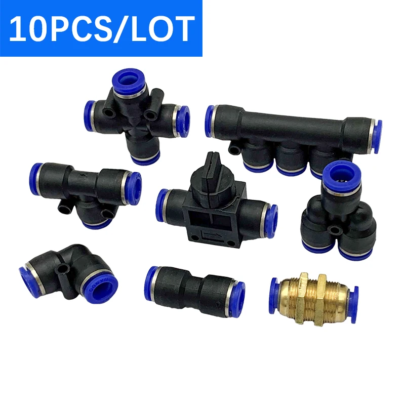 

10PCS Pneumatic Fittings Quick Connector Air Hose Tube Connectors Plastic PU PY 4mm 6mm 8mm 10mm 12mm Push Into Pluglug