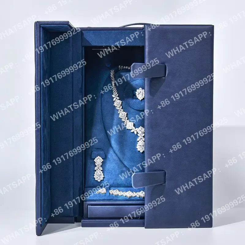 Wholesale Rectangle Modern Style Wooden Jewelry Display Set Box Custom Logo PU Leather for Jewelry Storage Packed
