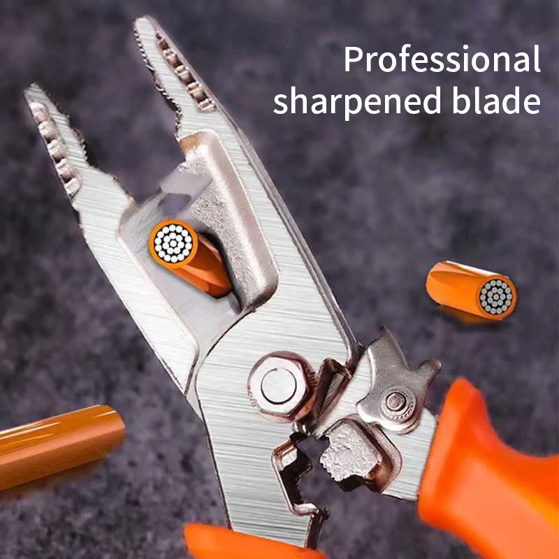 9-in-1 universal wire stripping pliers for breaking, twisting, unloading, pulling, polishing, cutting, clamping, and peeling, pr