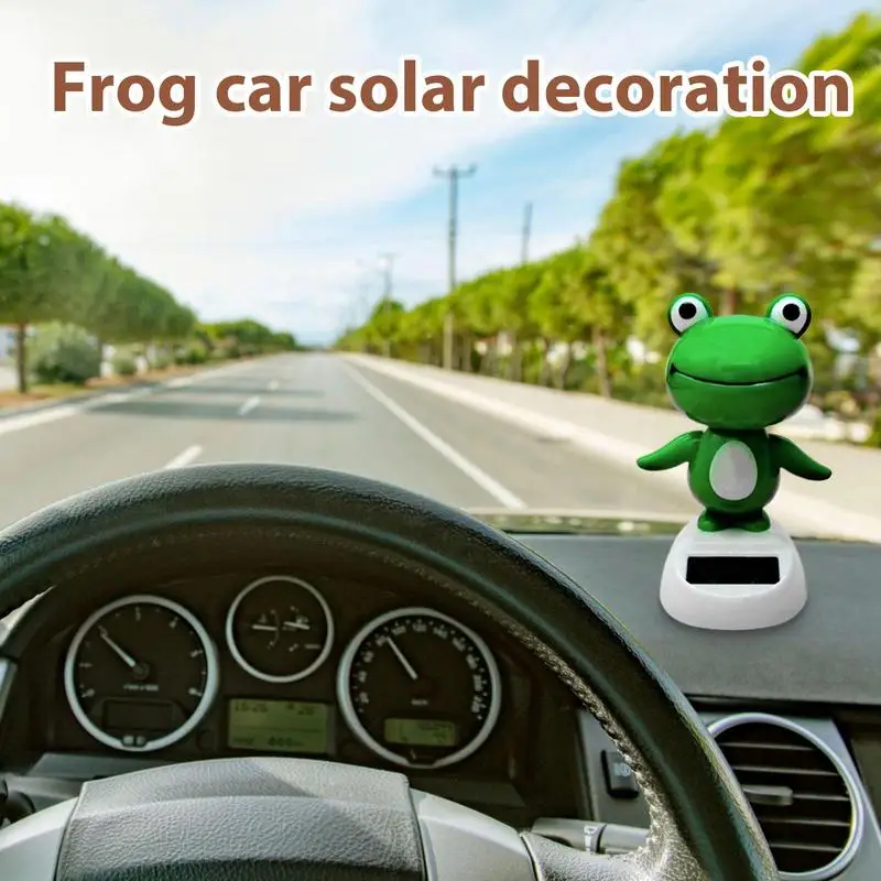 

Solar Powered Car Dash Toys Cute Frog Car Solar Decoration Frog Dashboard Decoration Toy Cute Animated Bobblehead Solar