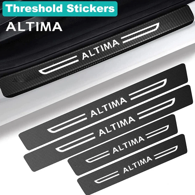 Car Front Rear Door Bumper Protect Decals Decoration for Nissan Altima Emblem Door Sill Scuff Plate Film Carbon Fiber Stickers