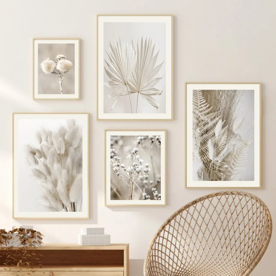 Moderne Einfache Wandkunst Hasenschwanzgras Schilfrohr Palmblatt Löwenzahn HD Leinwanddruck Poster Wohnzimmer Schlafzimmer Dekoration
