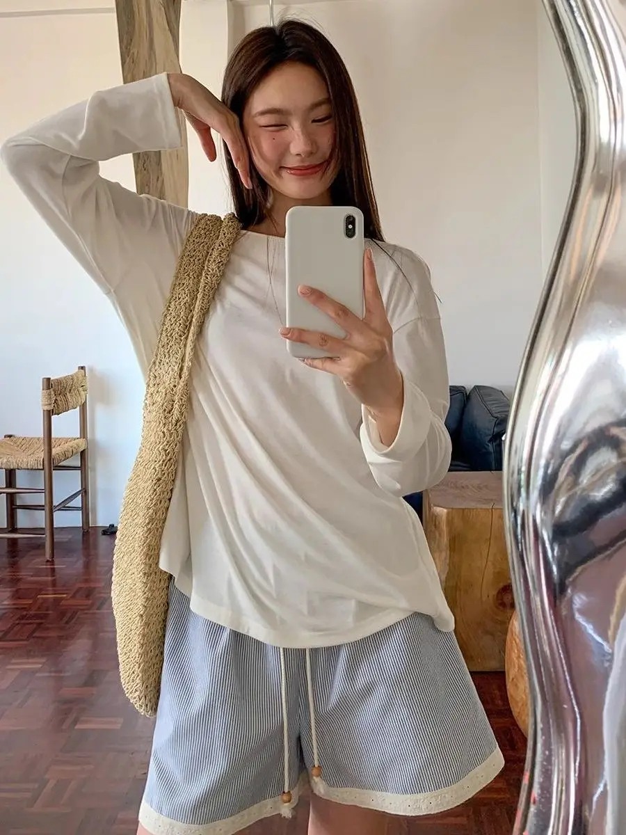 

Casual Stripe Short Pants Women's Summer Outdoor Wear A-Line Hot Pants High Waist Wide Leg Pants Daily Scene Ladies Trousers