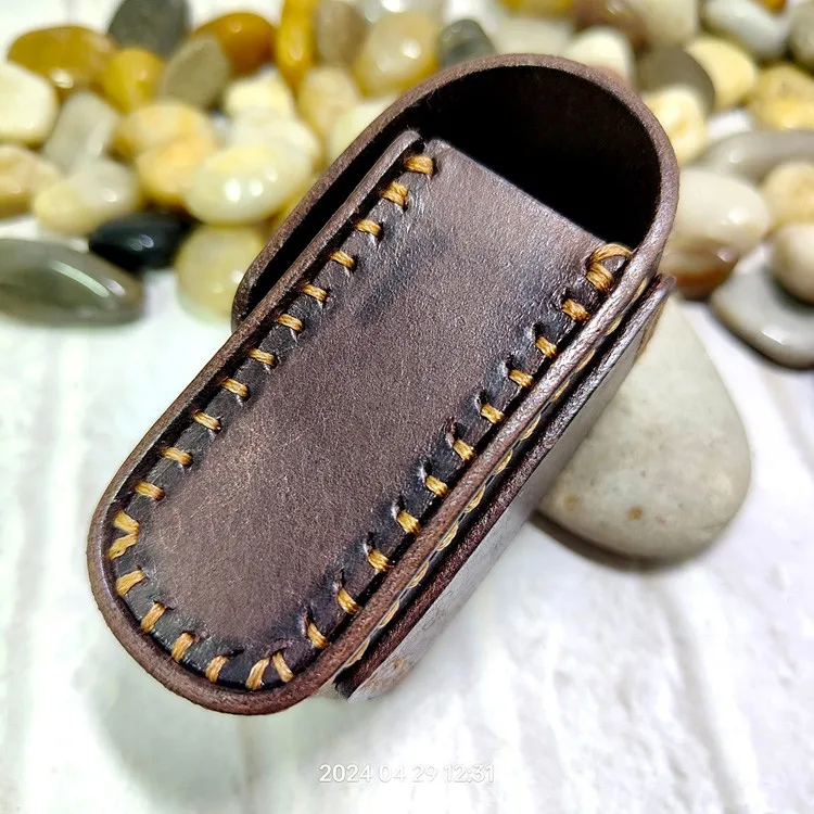 Blongk Leather Folding Glasses Box Belt Pack Cowhide Hand-made Foldable Glasses Case Small Waist Bag Men Women PD-ZD