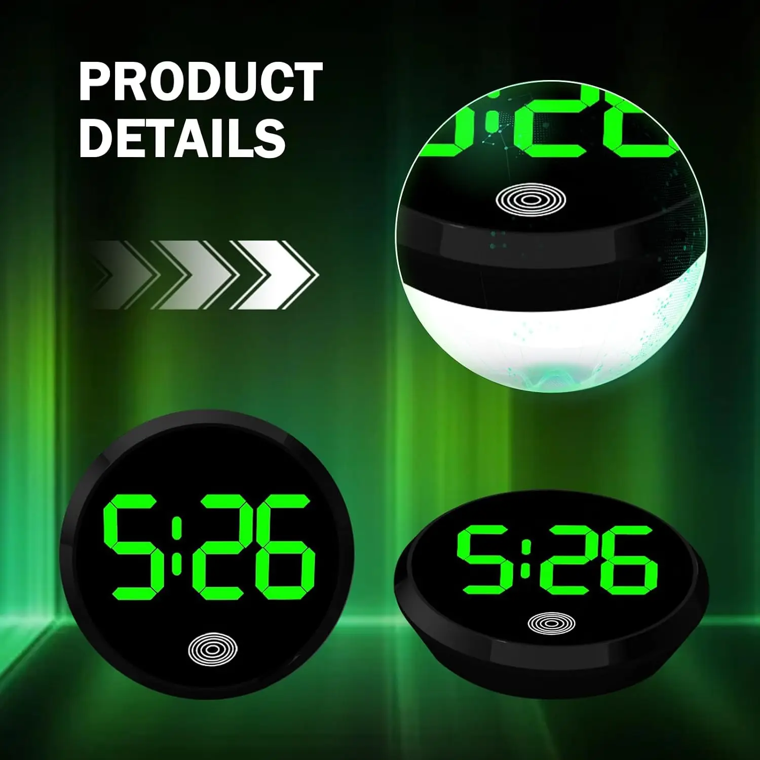 Universal Car Dashboard Digital Clock Fashionable LED Clock Touch-Control for Most Cars E-Bikes Study Desks Dashboard Watch view 3