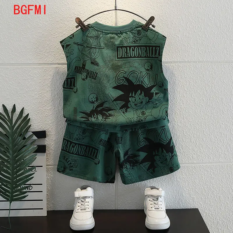 Summer Outfits for Baby Boy 1 To 11 Years Old Cartoon Vest Printing T-shirts Tops and Shorts 2PCS Boutique Infant Clothing Sets