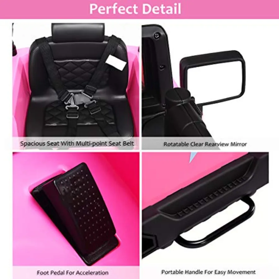 Ride On Car 12V Battery Powered Electric Ride On Truck w/Parental Remote Control LED Lights Double Open Doors Safety Belt Music