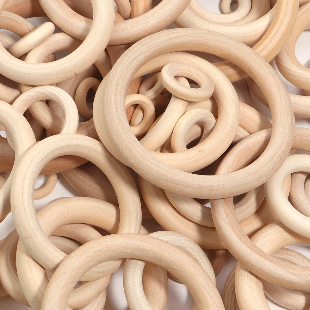 Unfinished Poplar Wooden Rings for DIY Crafts