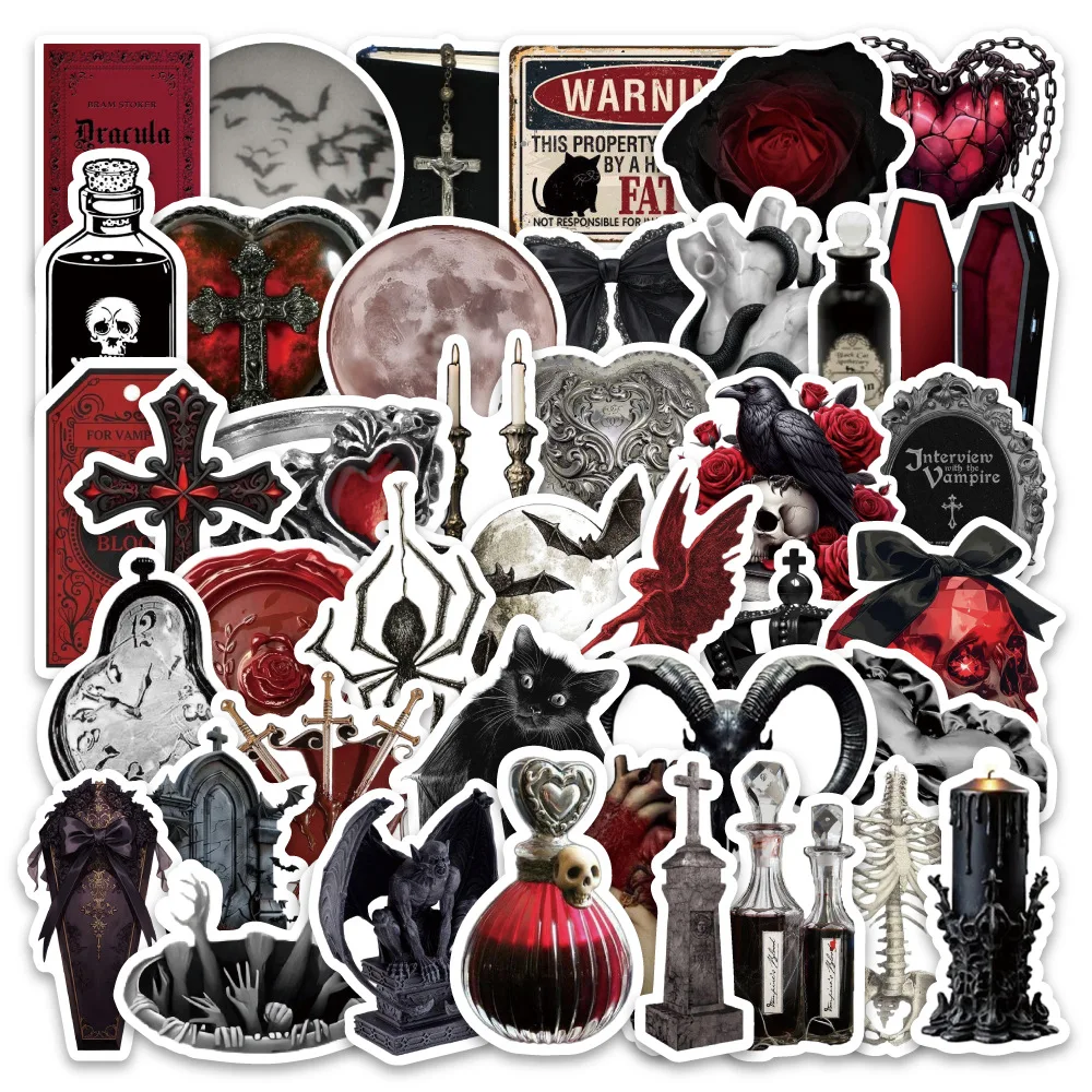 54pcs Cartoon Bat Vampire Elements Stickers for DIY Notebook Stationery Guitar Skateboard Phone Water Cup Waterproof Sticker