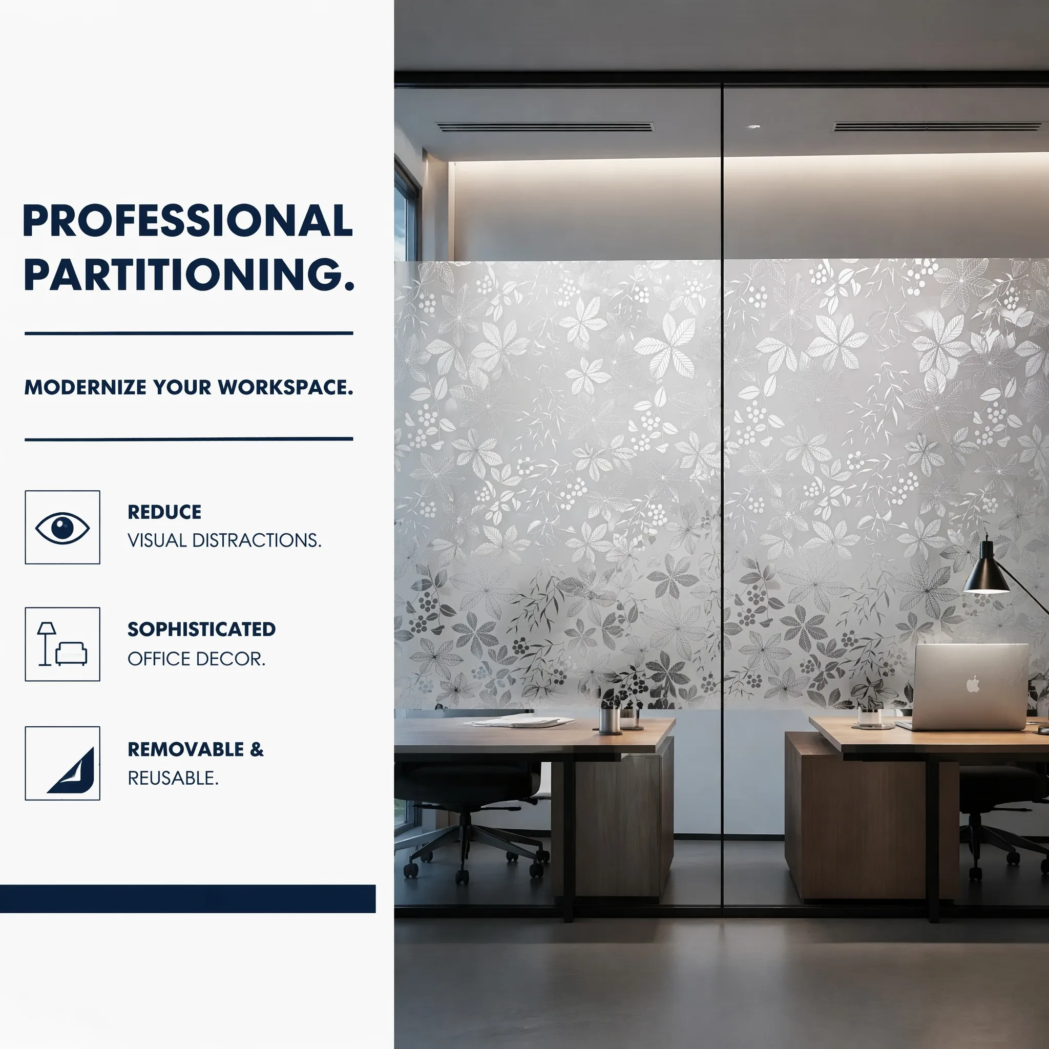 Grey Leaf Frosted Privacy Wind - Window Insulation Film recension och pris