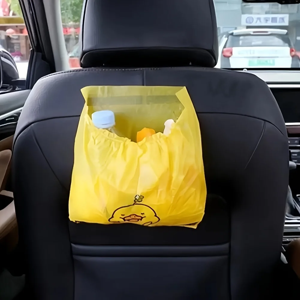 15pcs/pack Adhesive Car Trash Bag Disposable Car Interior Hanging Multi-Functional Clean Bag Small Plastic Bag Car Garbage Bin