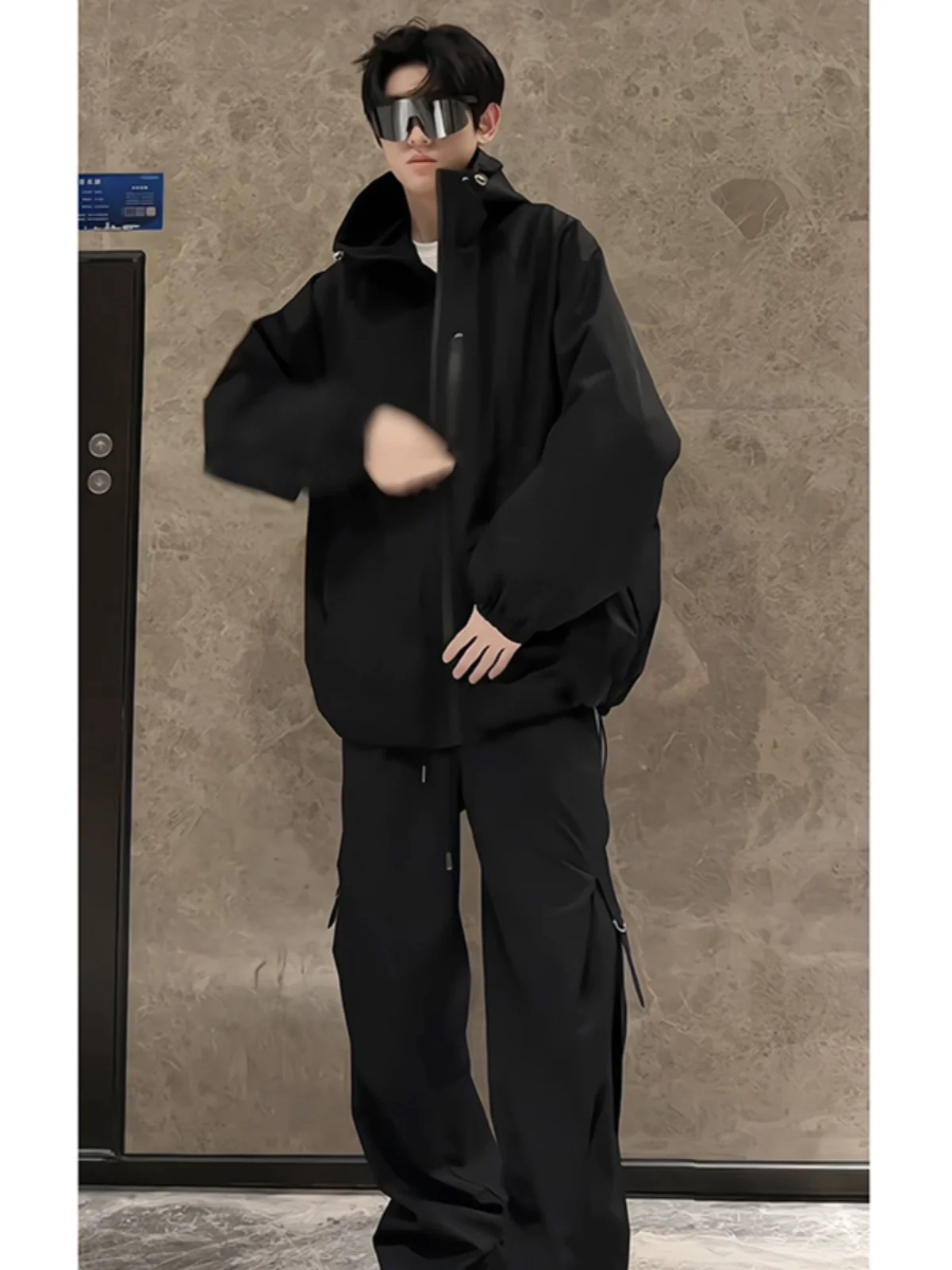 

American Sle Men's Outdoor Climbing Jaet Double-Sided Wear Waterproof Workwear Coat Autumn Winter Design Casual Loose Fit