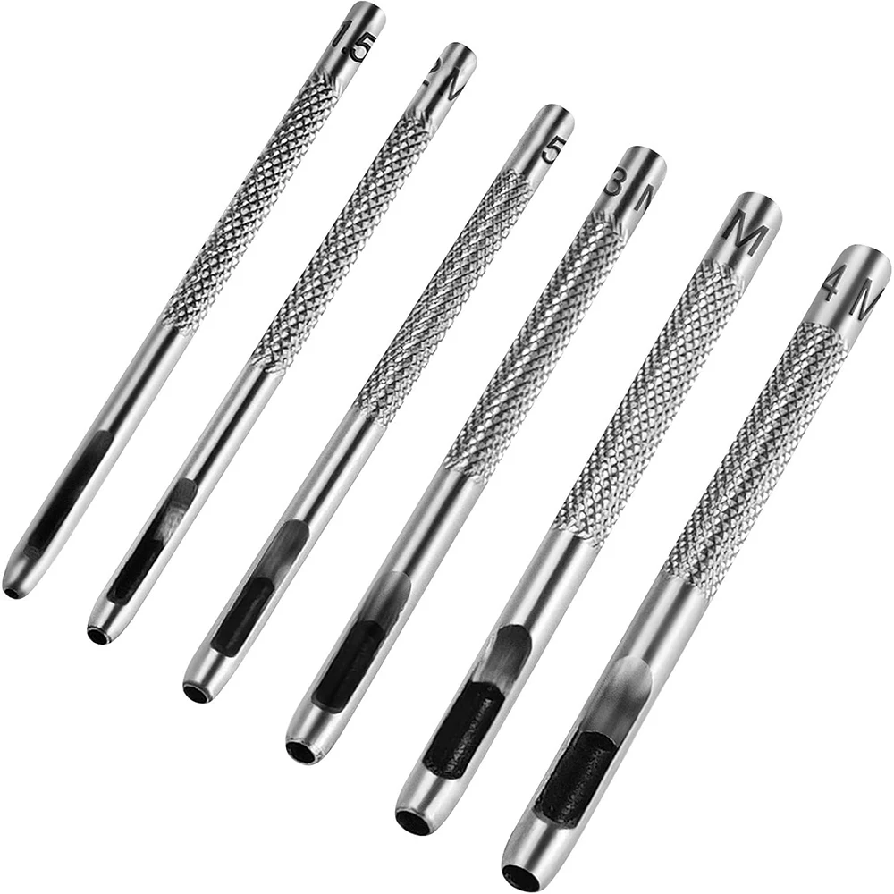 Robustes 6-teiliges Locher-Set aus Stahl – 1–5 mm scharfe Rundschneider für Leder-DIY- und Papierarbeiten