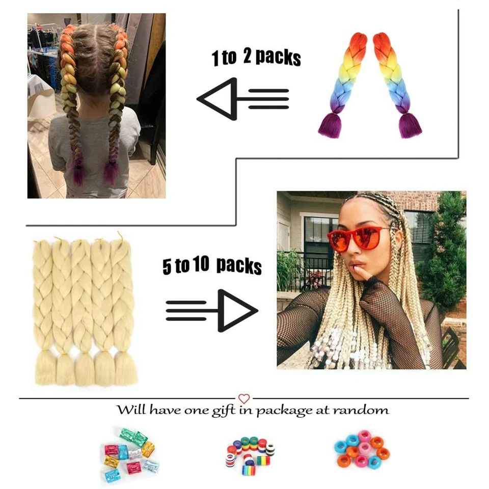 24 بوصة الاصطناعية تجديل الشعر الطويل قبل امتدت الملونة أومبير براون شقراء الكروشيه جامبو الضفائر وصلات شعر للنساء