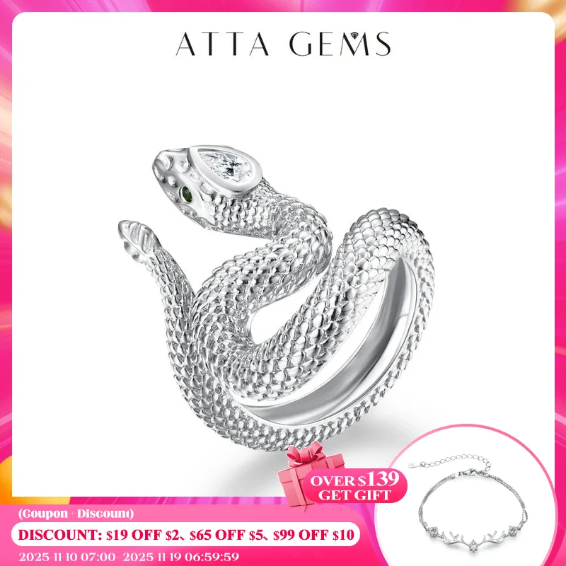 

Кольцо ATTAGEMS D VVS1 для женщин и мужчин, Ювелирное Украшение с муассанитом, огранка грушевидной огранки, Цвет Настоящее искусственное серебро, чистое золото 14 к, змея, подарочное кольцо