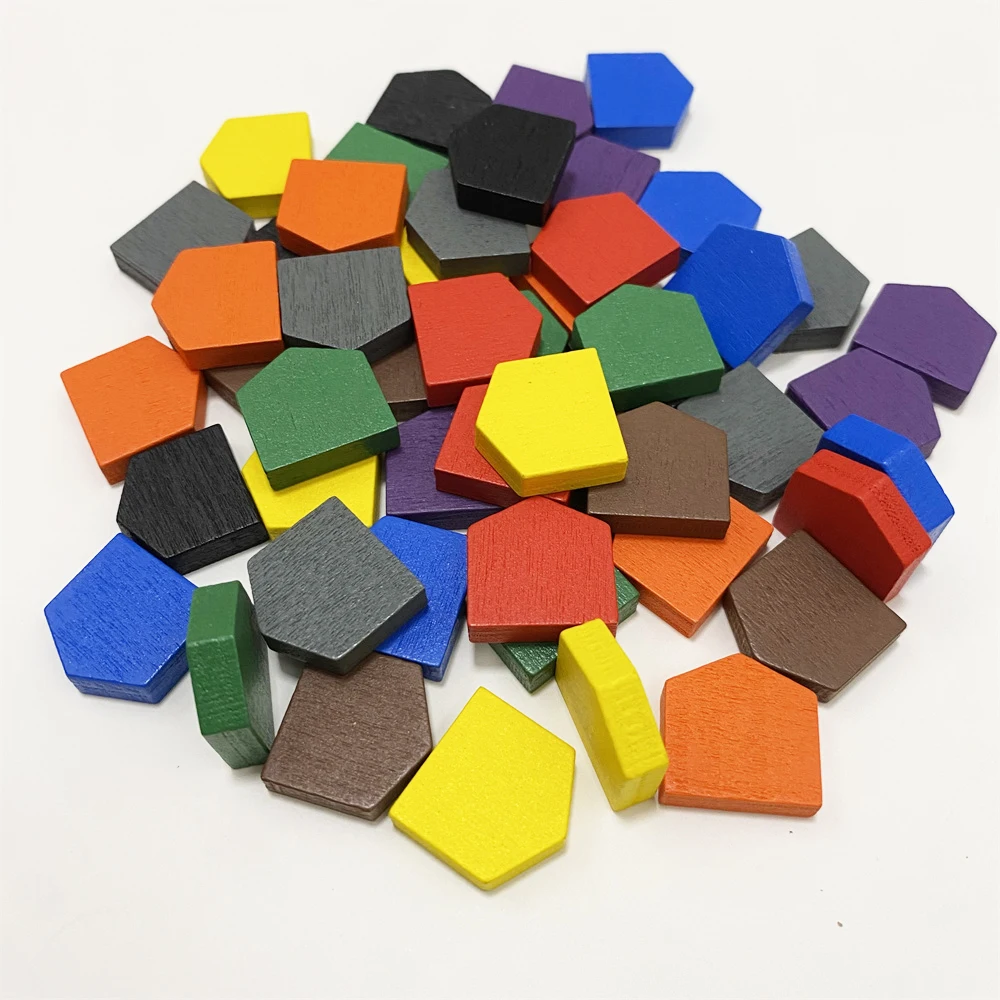 50 pieces 16*16MM Colorful Wooden House Pawn Game Pieces For Tokens Board Game Accessories 10 colors