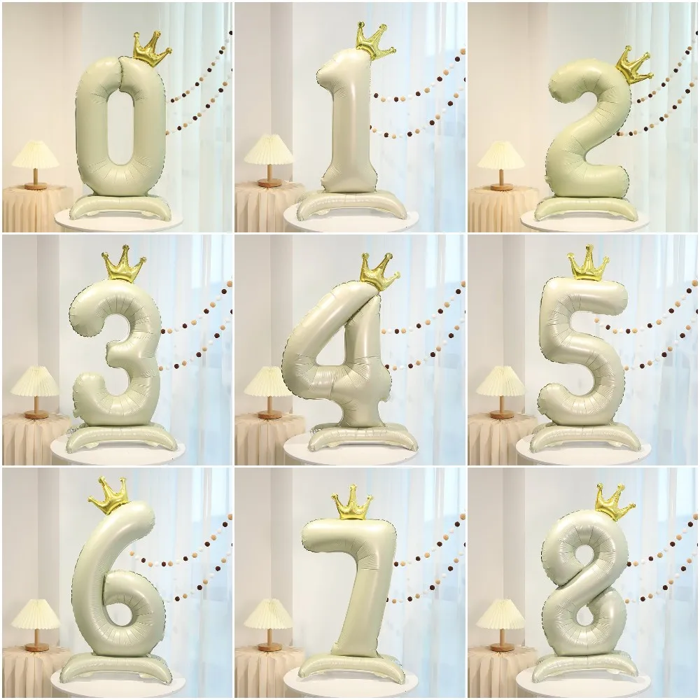 

40 inch Crown Base Milk White Digital Aluminum Film Standing Balloon Party Birthday Decoration Photography Supplies 2025