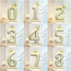 40 inch Crown Base Milk White Digital Aluminum Film Standing Balloon Party Birthday Decoration Photography Supplies 2025