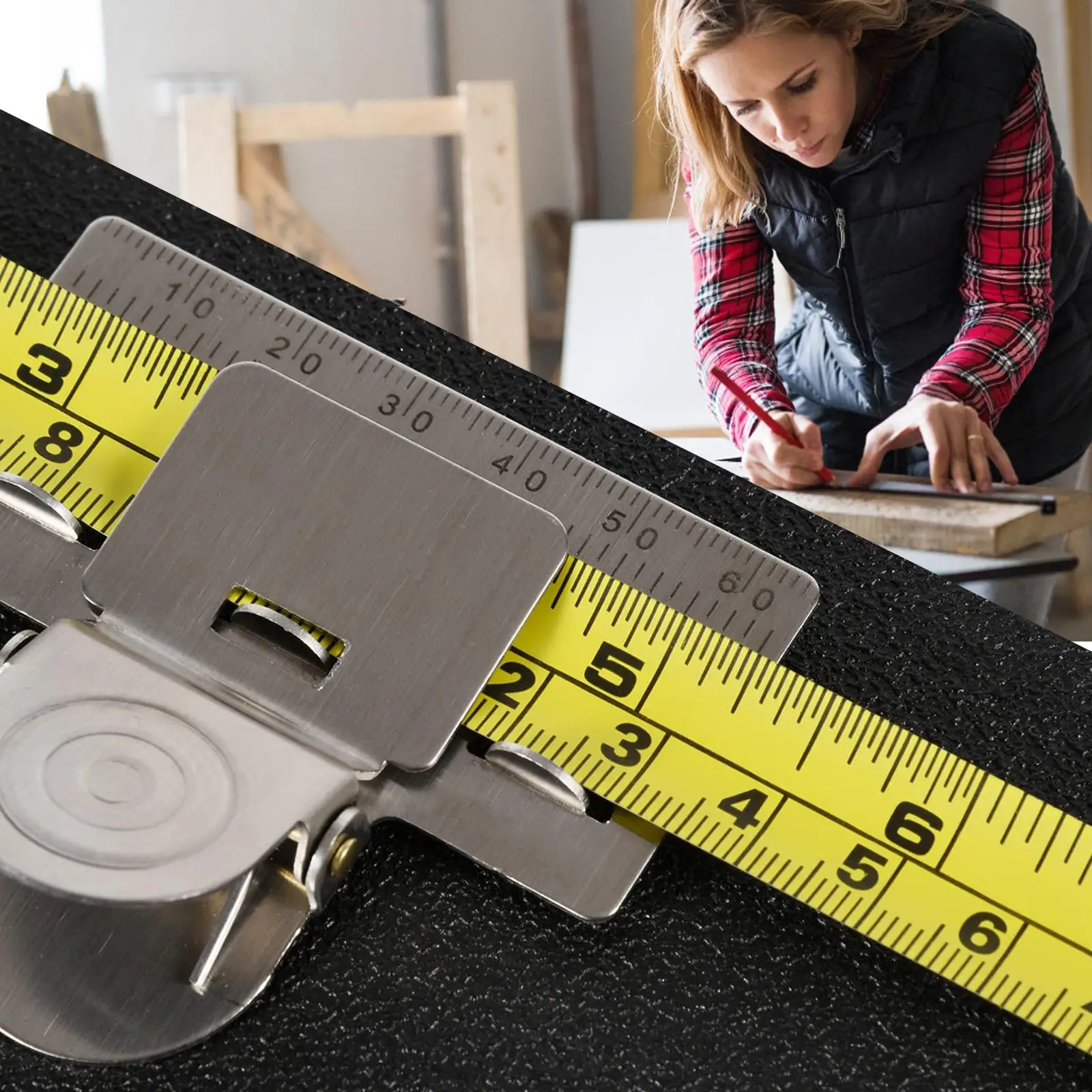 Stainless Steel Measuring Fixture Tape Measure Holder Clip Professional Accurate Tool Small Size Light Weight Anti Rust High