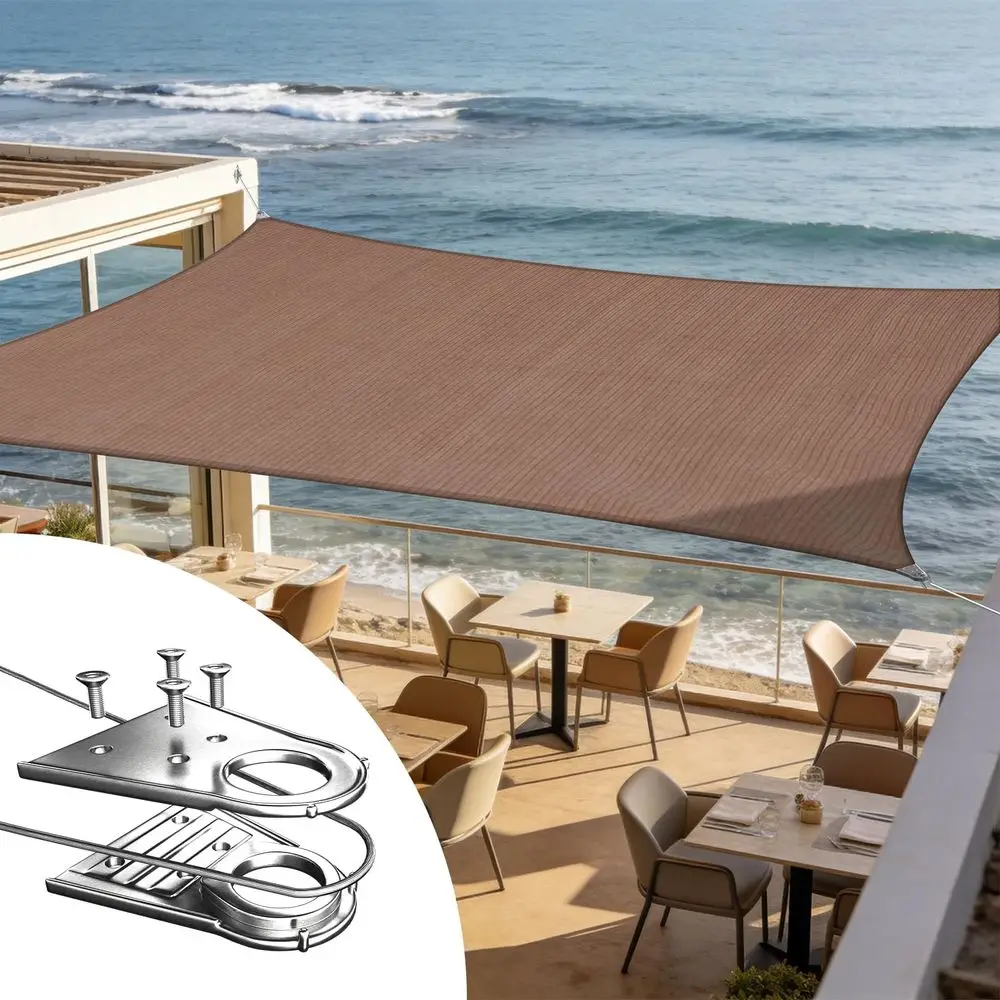 

Heavy Duty 20 x 24 Brown Sun Shade Rectangle Shade Sail, Super Ring Canopy Awning Shades for Patio Carport Yard UV Blockage Com