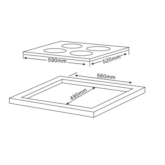 60cm Black Glass Built-in Induction Hob 4 Cooking Zones 9 Power Levels Touch Control Cooker Hob