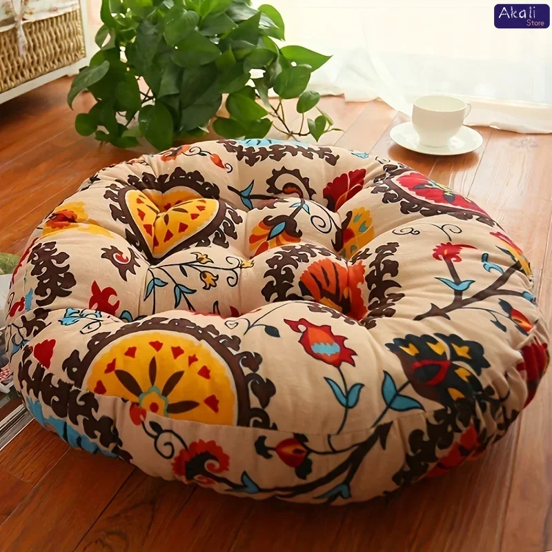 Soft Cotton and Linen Floor Cushions Bohemian Round Cushion Tatami Floor Pillow Mat Living Room Decorations