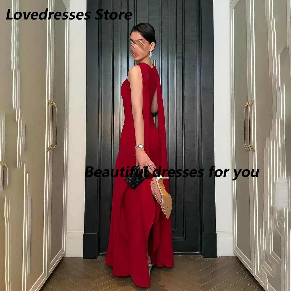 Vestido de noite vermelho para mulher halter sem mangas sereia vestidos de noite longos até o chão vestidos de festa formais personalizados
