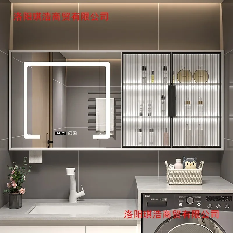 Solid Wood Bathroom, Smart Mirror Cabinet, Separate Wall-mounted Toilet, Storage Mirror, Mirror Box, Toilet, Vanity Mirror Door