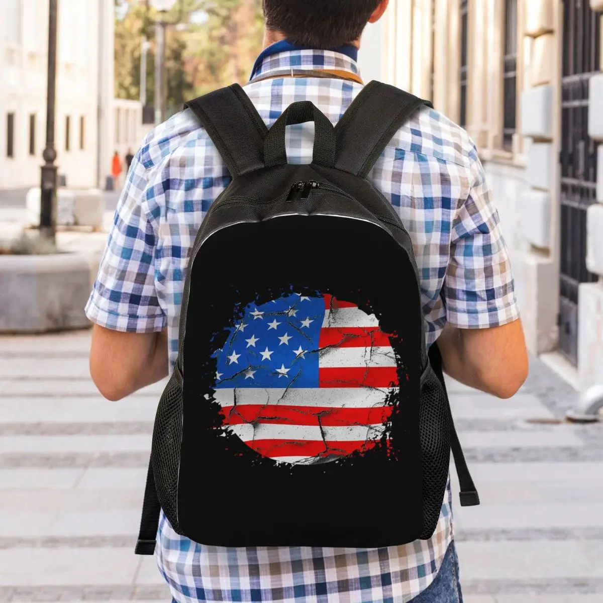 USA America American Flag Backpack Student Boys Girls BookBag School Bag Computer Shoulder Bags