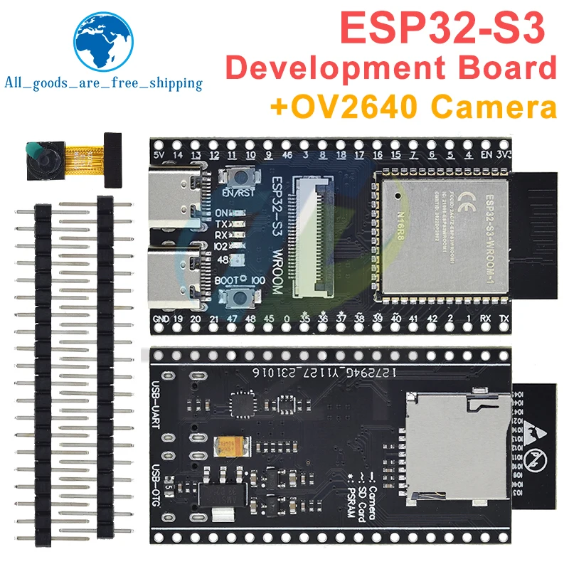 Imagem -02 - Tzt Cam Placa de Desenvolvimento Cam Wifi Módulo Bluetooth Câmera Ov2640 Wroom N16r8 Esp32-s3