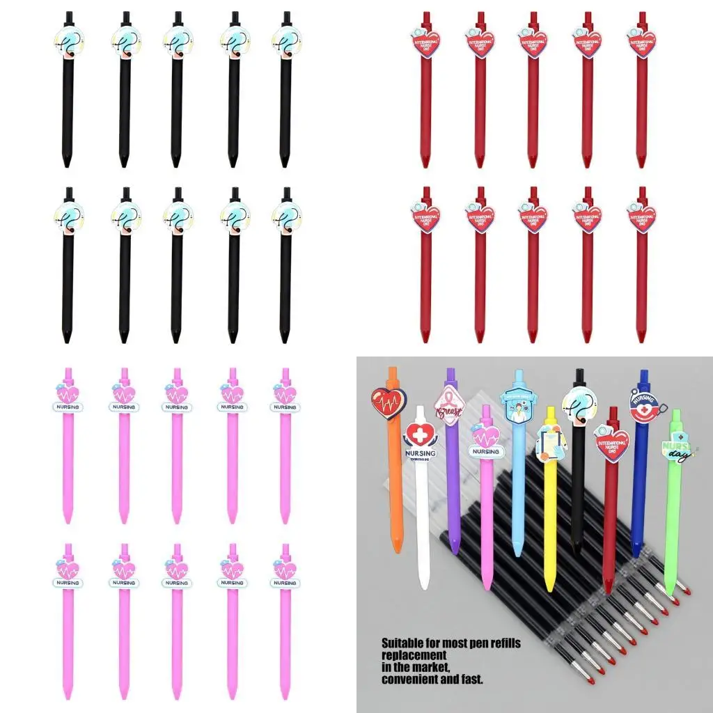 

10Pcs Nurse Themed Ballpoint Pens Retractable Ballpoint Pen for Hospital Staff K1KF