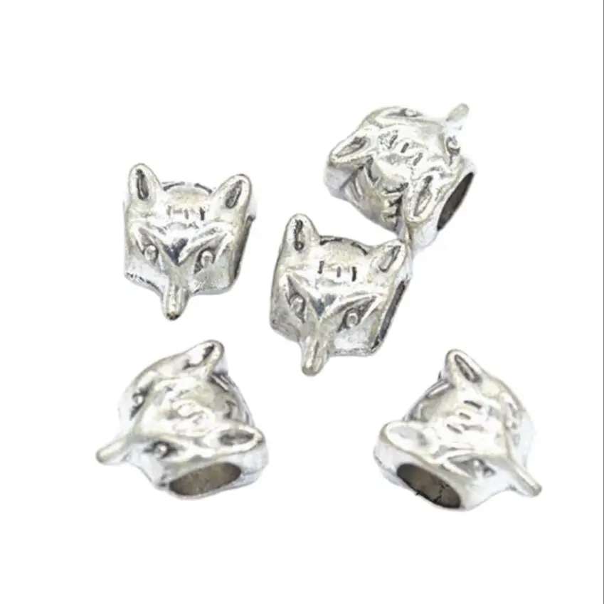 10pcs 10x9x6mm Charm Fox Beads Fox Beads For Jewelry Making Bracelets Findings Fox European Big Hole Beads F0430