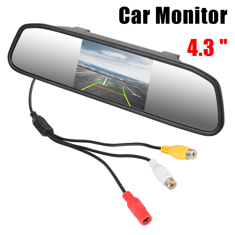 TFT LCD Color Monitor 4.3 Inch Rearview Car Rearview Mirror Display HD Video Auto Parking Monitor Universal 