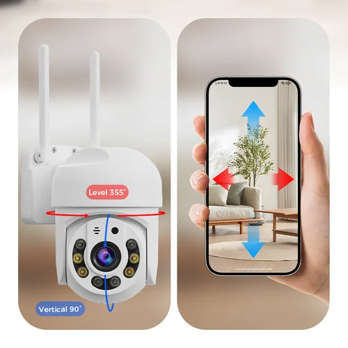 Imagen 2 del producto Cámara IP PTZ de 4MP con WIFI, impermeable, 1080P, vigilancia, protección de seguridad, cámara WiFi para exteriores, domo con Zoom Digital 4X