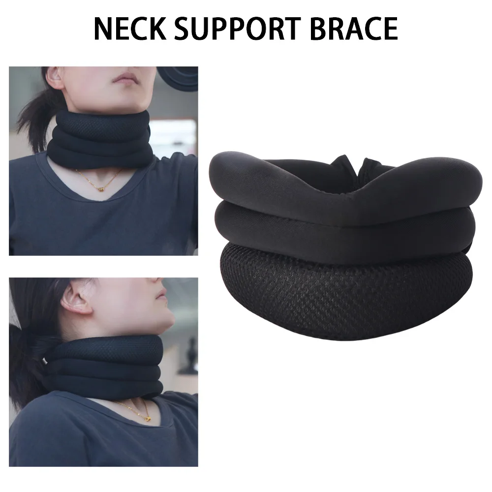 Tutore di supporto per il collo in morbida schiuma resistente Stabilizzatore per colonna vertebrale traspirante a tre stadi Dispositivo di trazione cervicale per comfort elastico da uomo