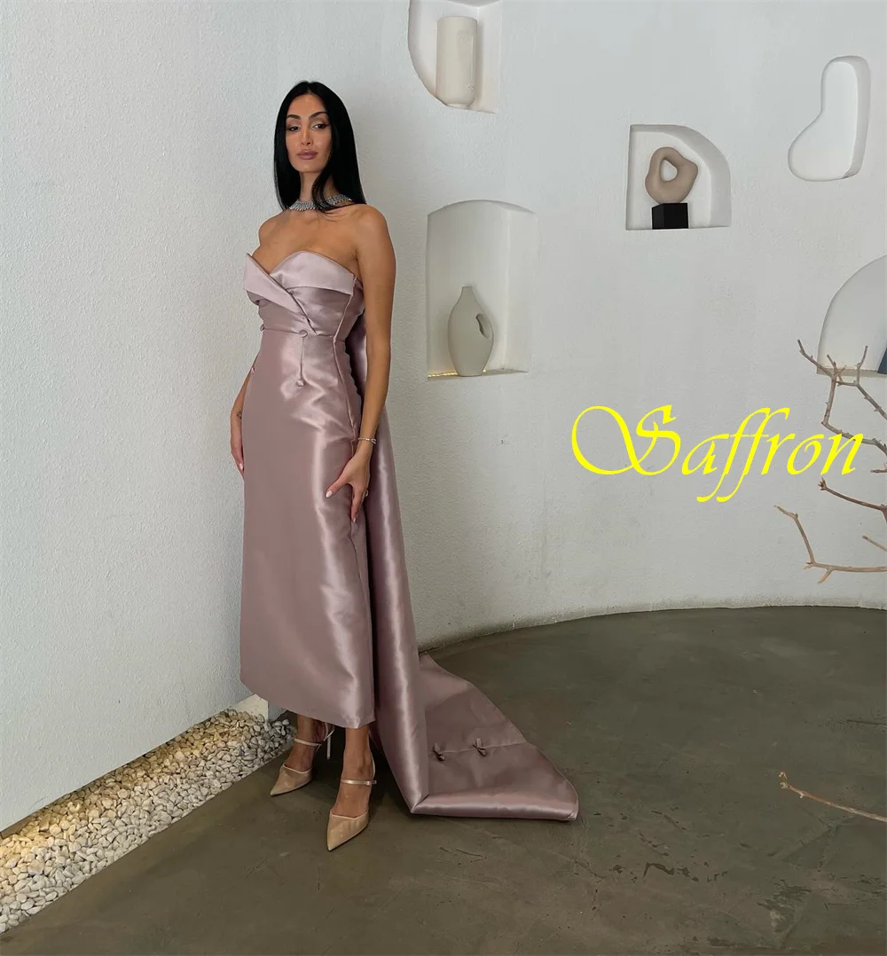 Vestido de noche elegante personalizado de satén con forma de corazón, exquisito tren de corte, vestidos de graduación con lazo de lujo, vestidos para ocasiones especiales
