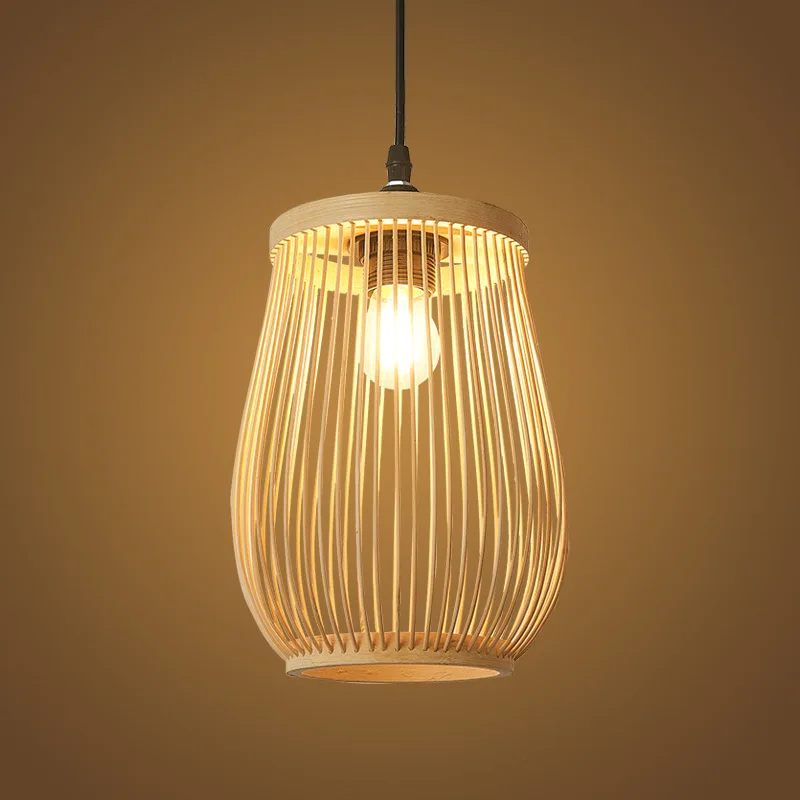 

Hand Knitting Pendant Lamp Bamboo Chandeliers LED Bulb Retro Style Rattan Lanterns Lighting E27 90-260V Natural Environmental