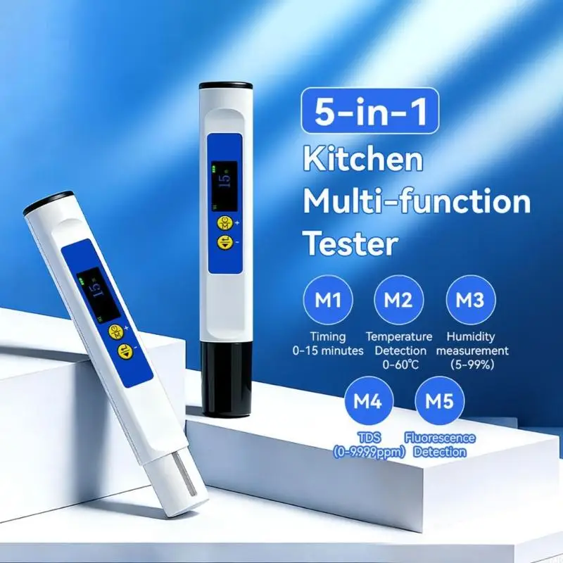 

Digital Water Tester With Temperature Moisture Monitor Clock And Small Flashlight For Indoor Cooking Area 37JD