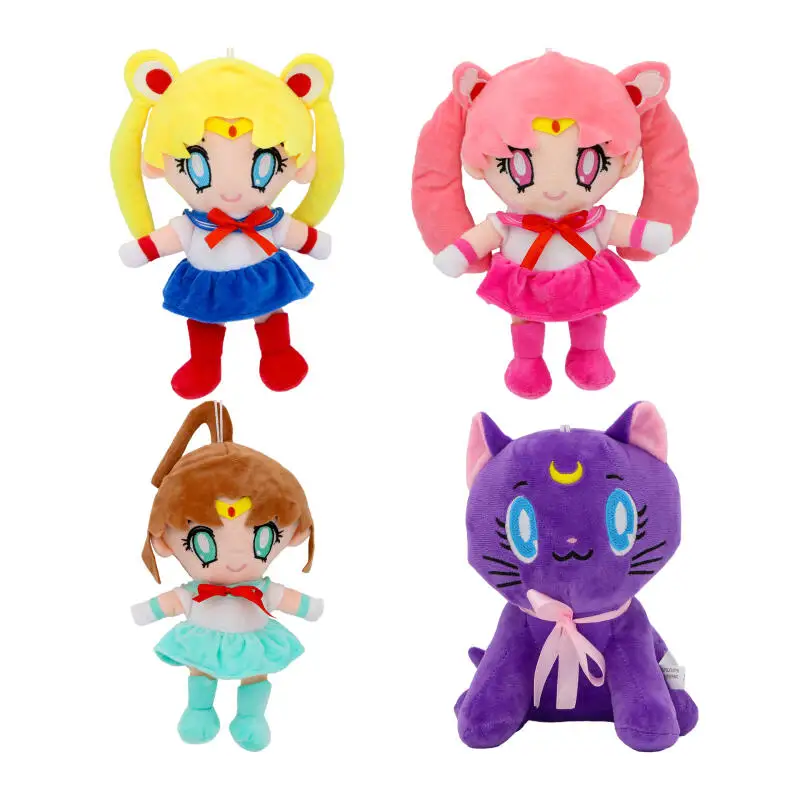 About 25Cm Sailor Moon Tsukino Usagi Chibiusa Kino Makoto Colorful Soft Plush Doll Window Decoration Accompanying Toy Girl Gift