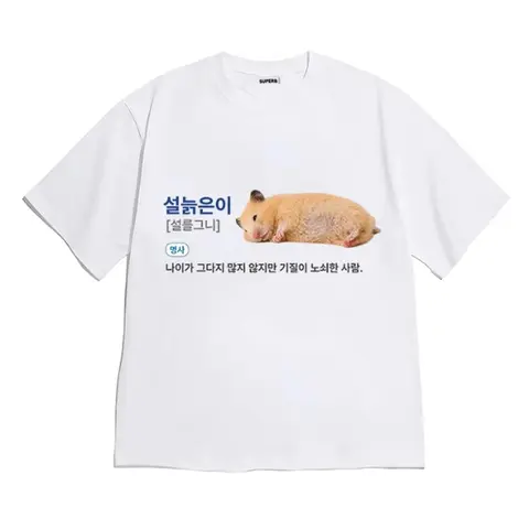 Lazy Fluffy Hamster Korean Text Meme T Shirt Unisex Loose Oversized Short Sleeve Harajuku Streetwear Casual Cotton Graphic Tee