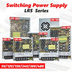 Lrsシリーズスイッチング電源、単一出力、15 RS-25、LRS-35、lrs50、75、100、150、200、350w、5v、12v、15v、24v、36v、48v、LRS-350