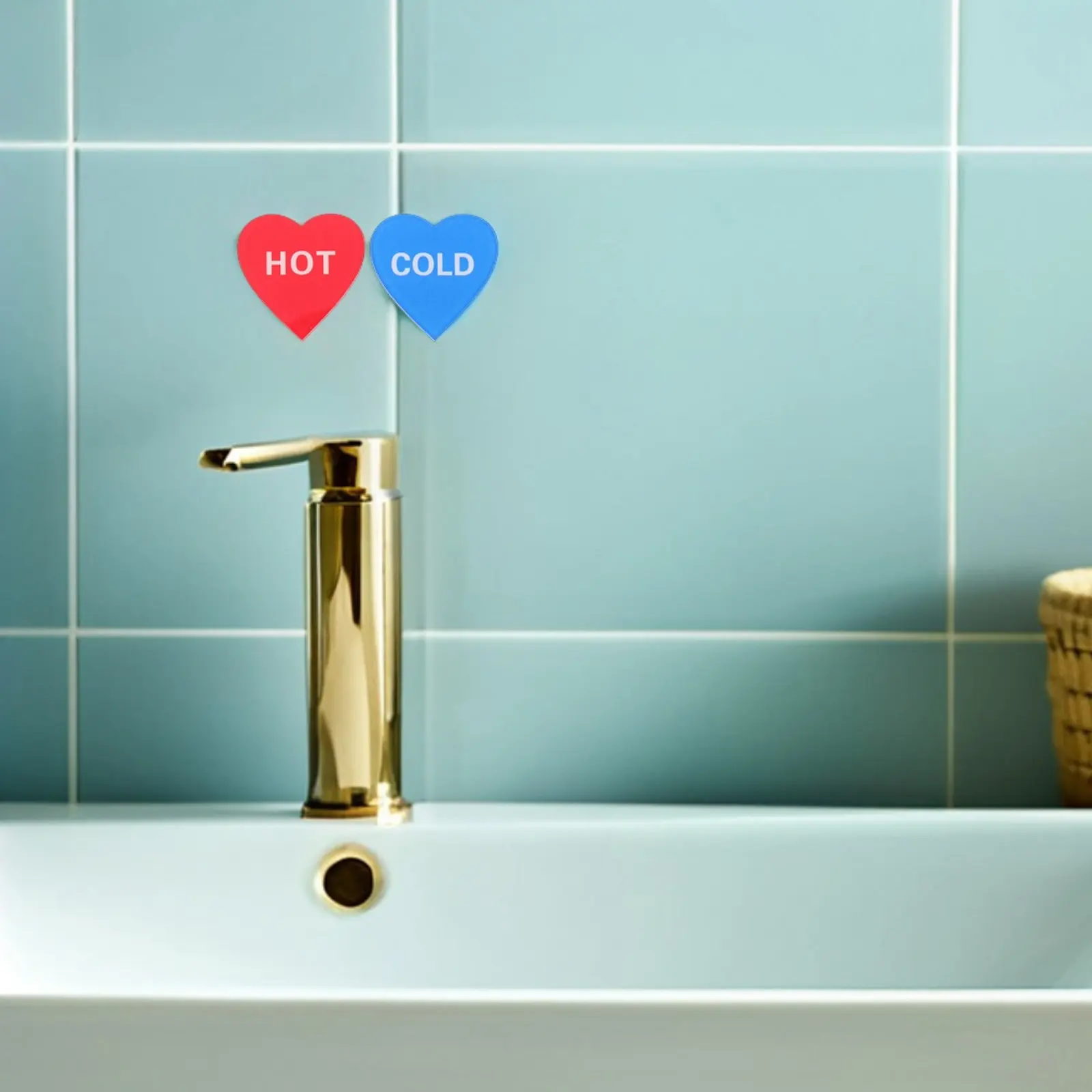 15Pair Hot Cold Water Indicator Labels Acrylic Stickers Bathroom Faucet Signs Hot Cold Sink Temperature Markers