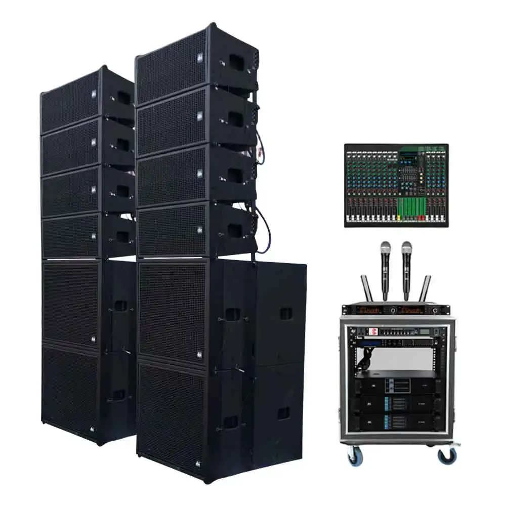 Wholesale Dual 8 Inch Line Array Speaker with Powered 18 Inch Subwoofer DJ Audio Sound System for Event Concert Party Church