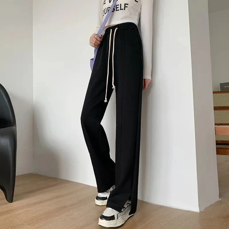 Split Narrow Wide Leg Sweatpants Women XS Petite Drape Straight Casual Pants Spring Summer 2026 Tall