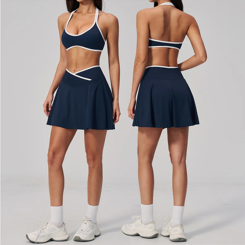 

2 Piece Yoga Suit Women's Tracksuit Sportswear Push Up Fitness Suit Gym Clothes Sports Bra Yoga Skirt Workout Set Gym Outfits
