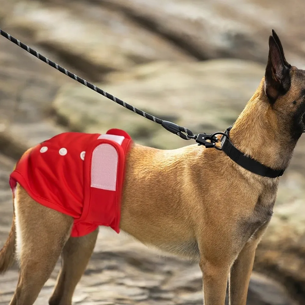 

Breathable Dog Physiological Pants Highly Absorbent Leakproof Female Pet Diapers Adjustable Snaps Belly Pet Dog Underwear