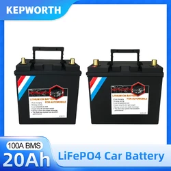 12V 20AH LiFePO4 Lithium Car Battery 680CCA 720CCA Starter Battery Built in 100A BMS for Car Audio and Automotive Replacement
